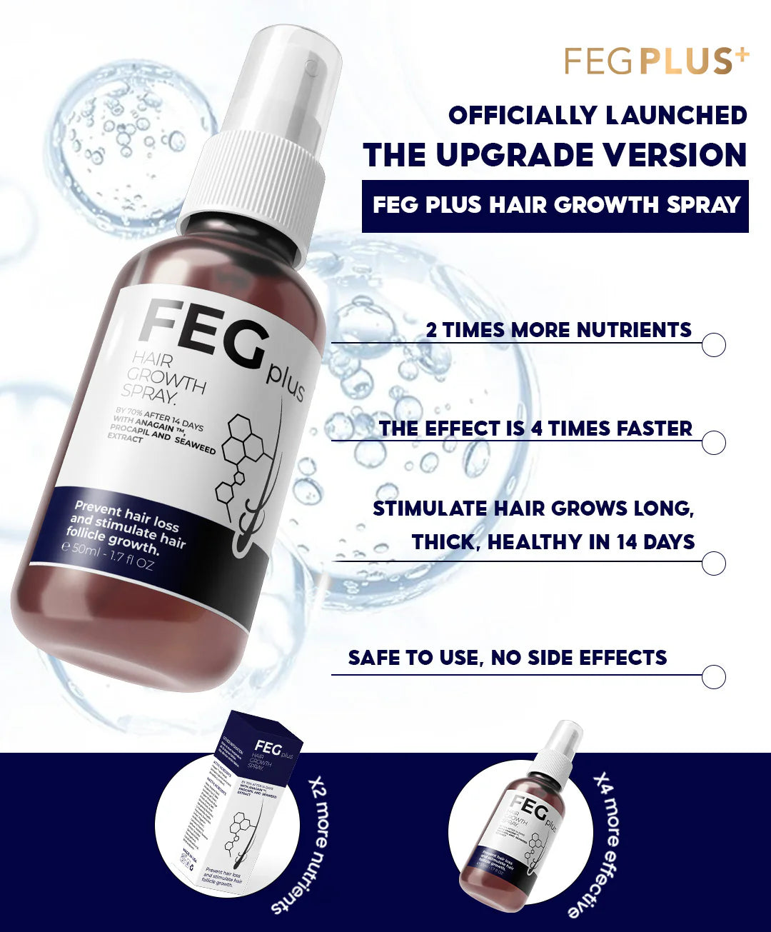 FEG plus Hair Growth Spray - 100% Original For Men & Women